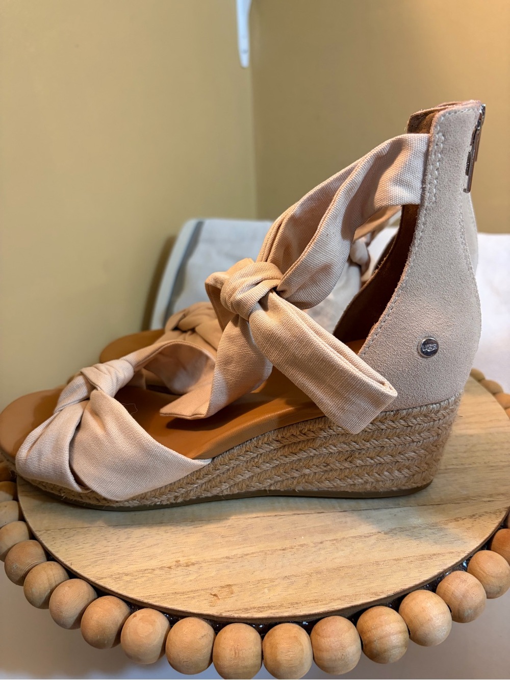 UGG Beige Knotted Espadrille Wedge Sandals View 5